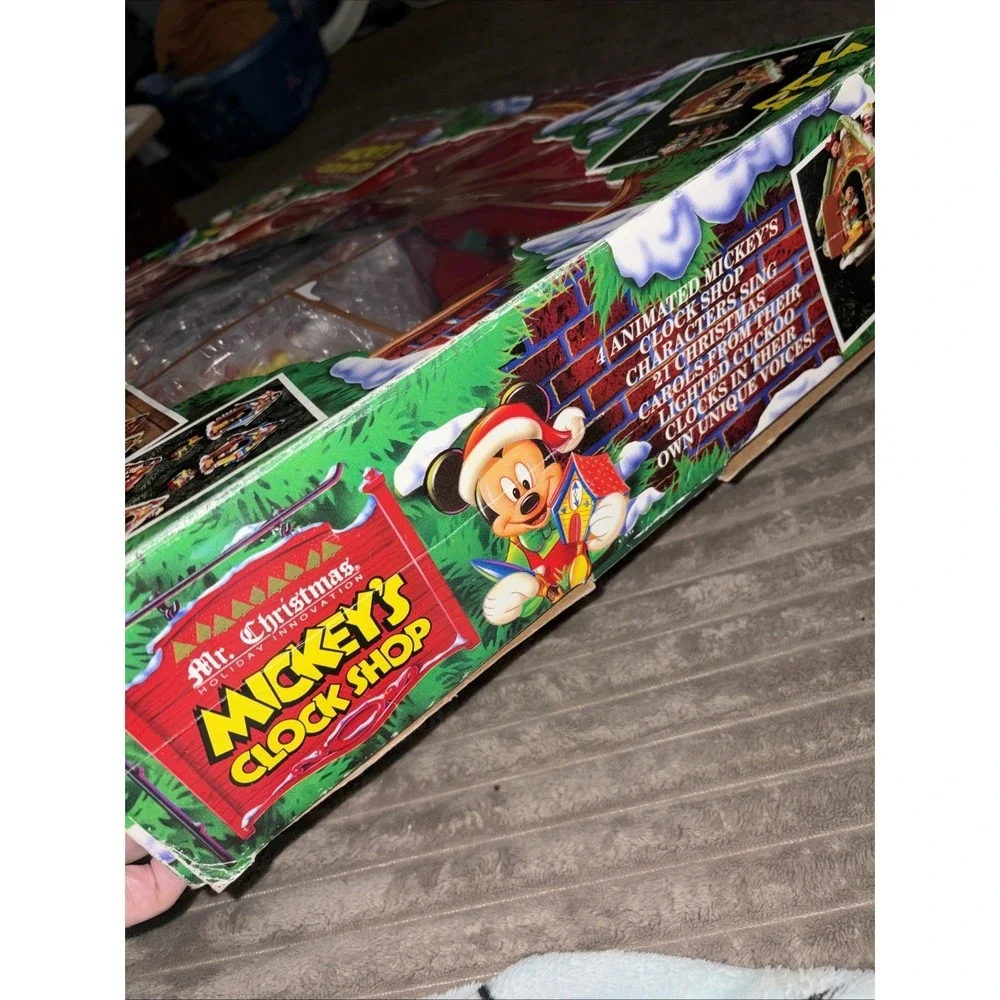 Disney‎ Vtg Mr. Christmas Mickey's Clock Shop Main Shop And Box- For Parts + Box